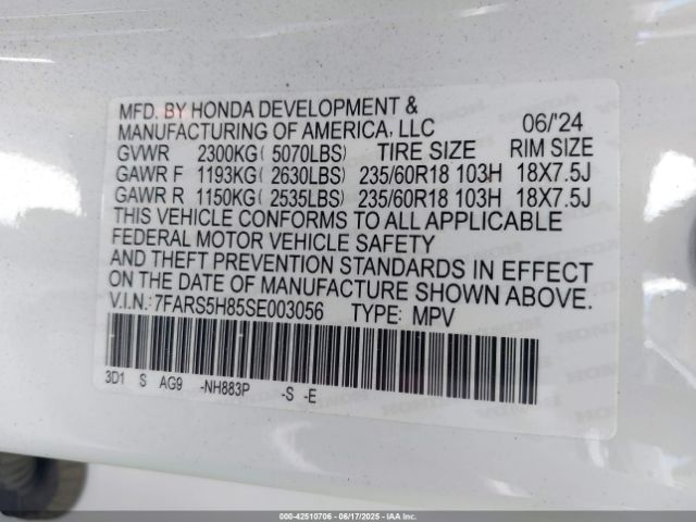 7FARS5H85SE003056 Honda lfc3