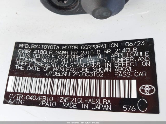 JTDBDMHE2PJ003152 Toyota 2zr-fxe, 1vm+1wm