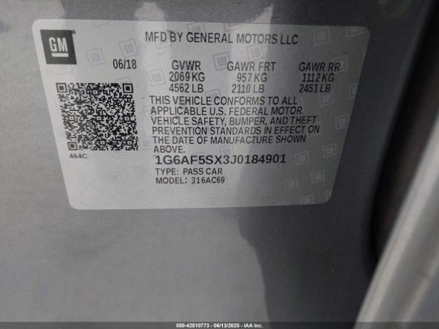 1G6AF5SX3J0184901 Cadillac ltg - sidi, alum dohc, vvt, dcvcp turbo, e0-e100, alum