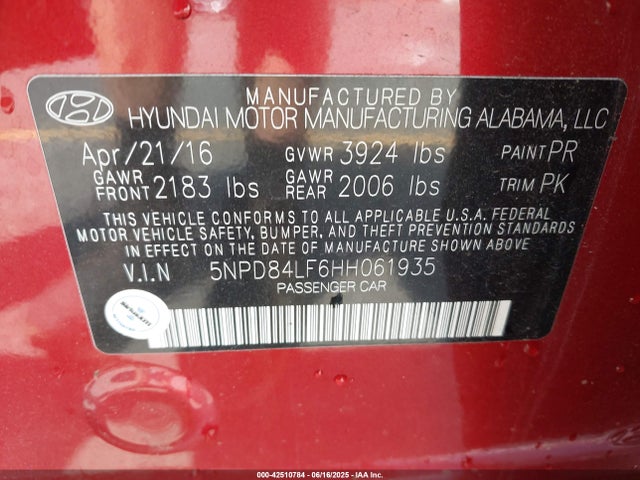 Hyundai 2017 2017 5NPD84LF6HH061935 Image 9