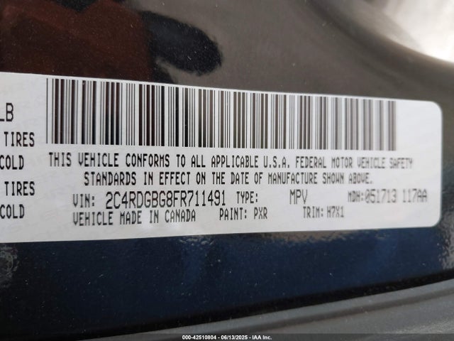 2C4RDGBG8FR711491 Dodge Grand Caravan