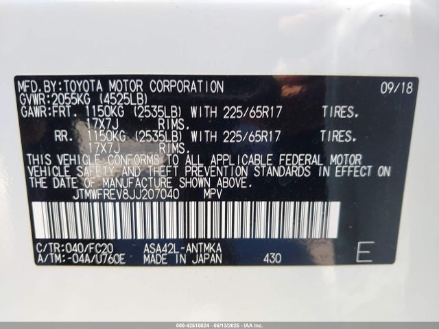 JTMWFREV8JJ207040 Toyota 2ar-fe