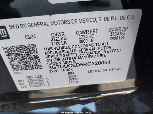 3GTUUCED5RG320054 GMC l84