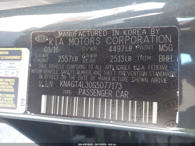 KNAGT4L30G5077173 KIA gdi theta ii