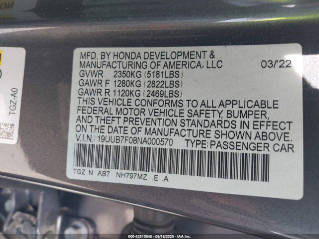 2022 ACURA TLX 19UUB7F08NA000570 Photo 8
