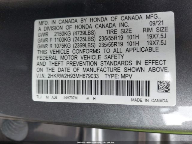2021 HONDA CR-V 2HKRW2H93MH679033 Photo 8