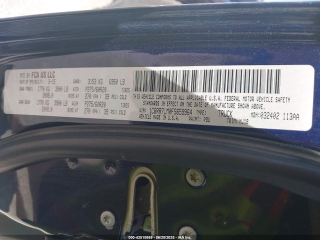 RAM 1500 2015 1C6RR7LM0FS659964 Image 9