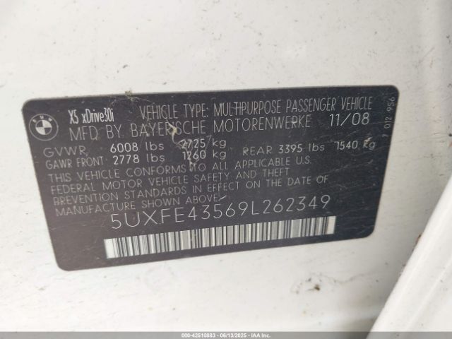 2009 BMW X5 5UXFE43569L262349 Photo 8