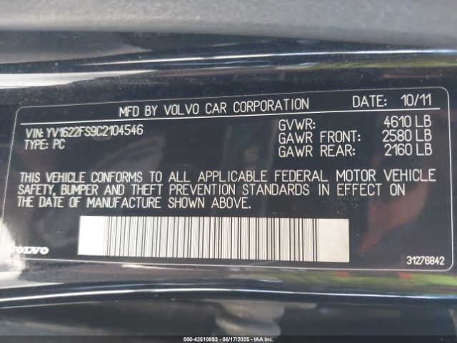 2012 VOLVO S60 YV1622FS9C2104546 Photo 8