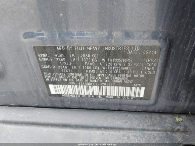 4S4BRBCCXE3285677 Subaru Outback 2.5i Premium
