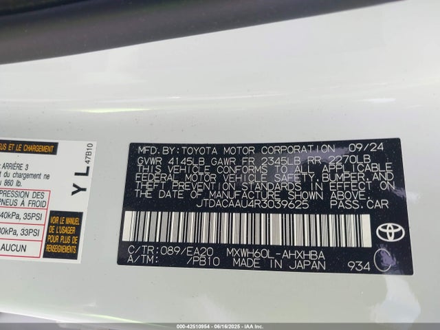 JTDACAAU4R3039625 Toyota m20a-fxs