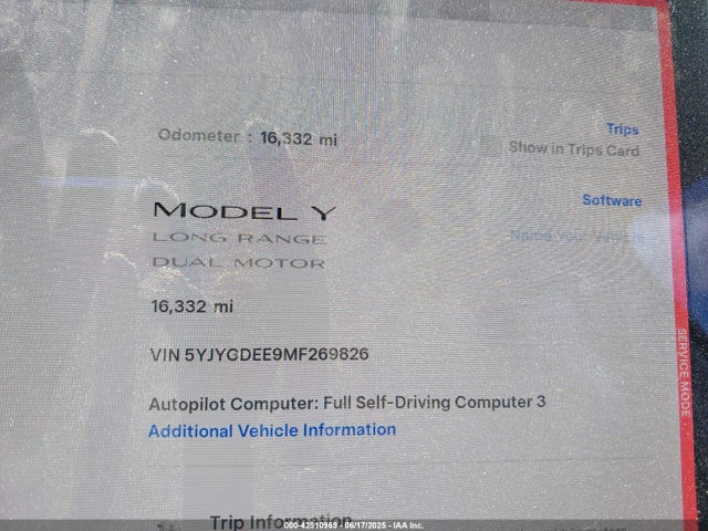 2021 TESLA MODEL Y 5YJYGDEE9MF269826 Photo 6