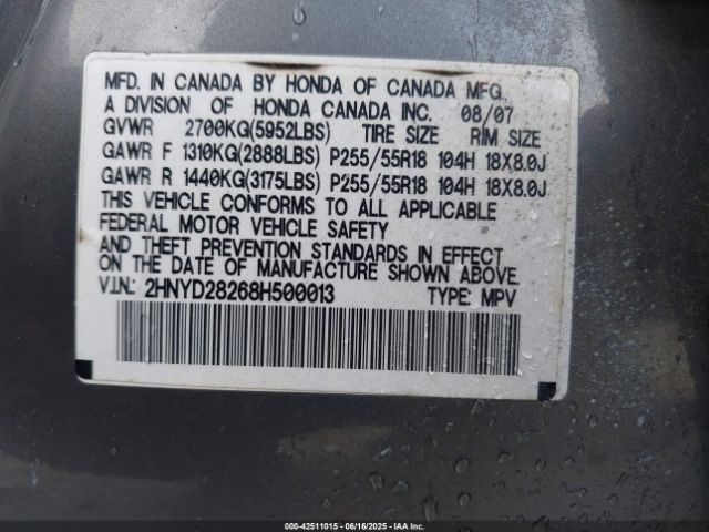 2008 ACURA MDX 2HNYD28268H500013 Photo 8