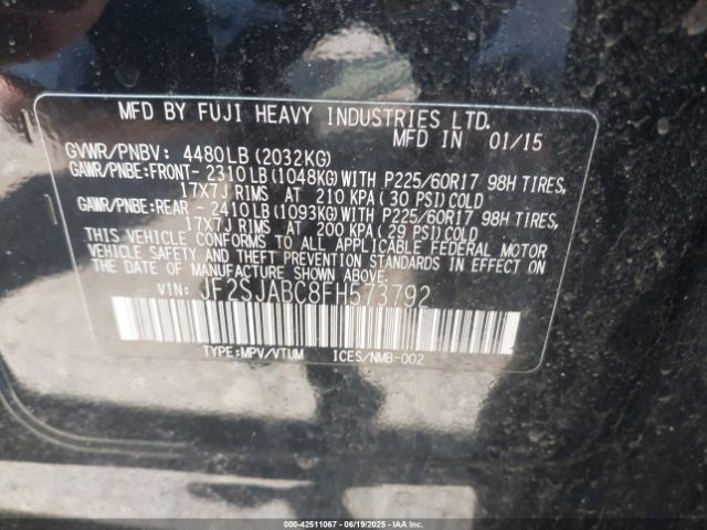 JF2SJABC8FH573792 Subaru 2.5na u5