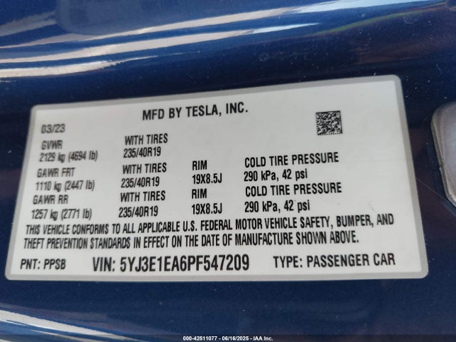 2023 TESLA MODEL 3 5YJ3E1EA6PF547209 Photo 8