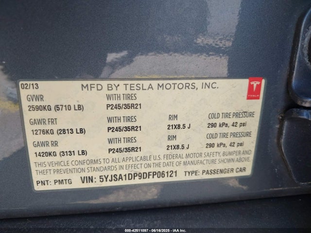 2013 TESLA MODEL S 5YJSA1DP9DFP06121 Photo 8
