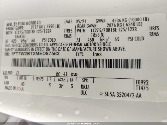 1FT7W2BT2MED87563 Ford 2021