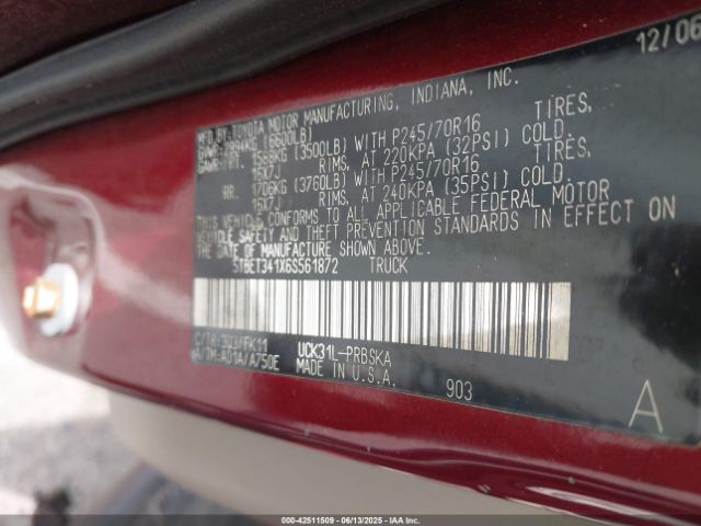2006 TOYOTA TUNDRA 5TBET341X6S561872 Photo 8