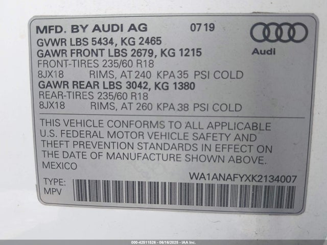 2019 AUDI Q5 WA1ANAFYXK2134007 Photo 8