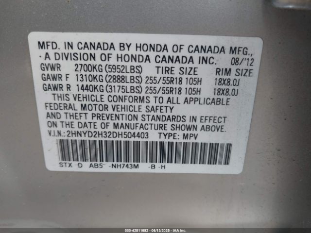 2013 ACURA MDX 2HNYD2H32DH504403 Photo 8