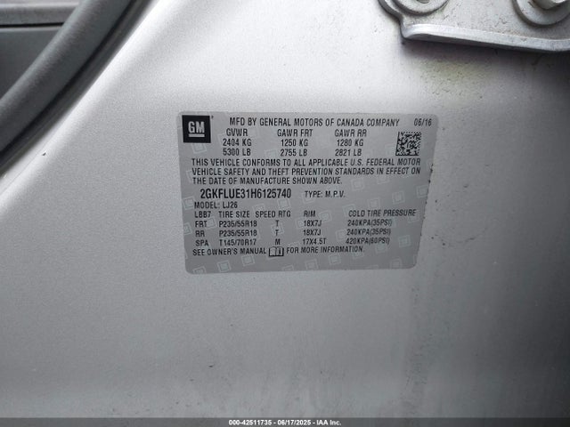2GKFLUE31H6125740 GMC lfx - sidi: spark ignited direct injection, vvt: variable valve timing, e85 max, alum