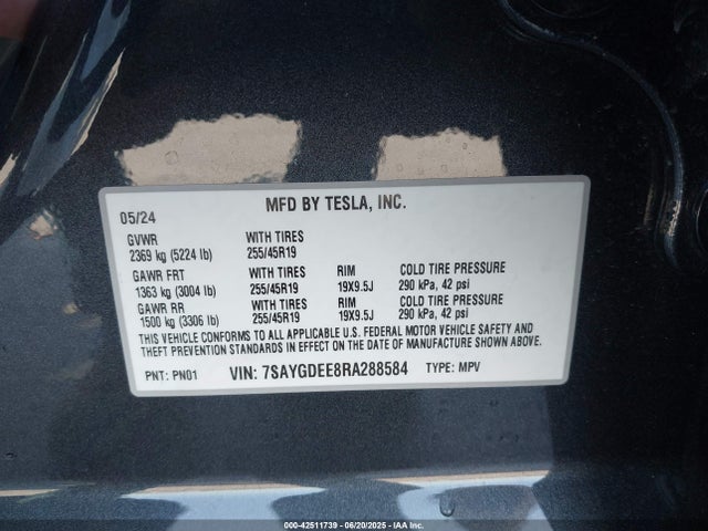 7SAYGDEE8RA288584 Tesla 2024