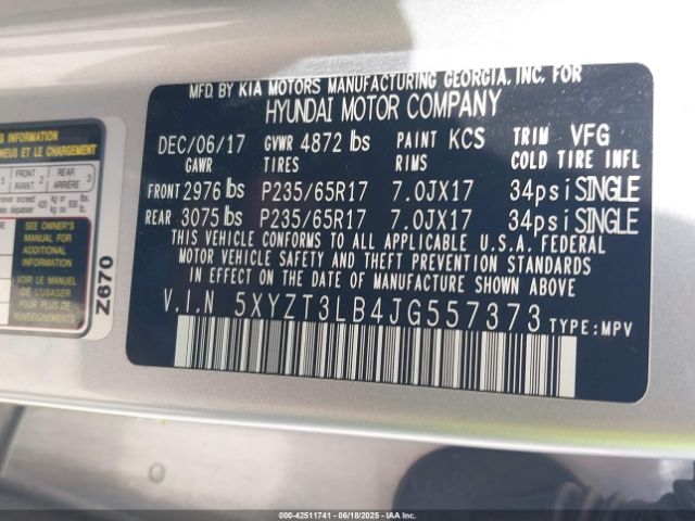 2018 HYUNDAI SANTA FE SPORT 5XYZT3LB4JG557373 Photo 8