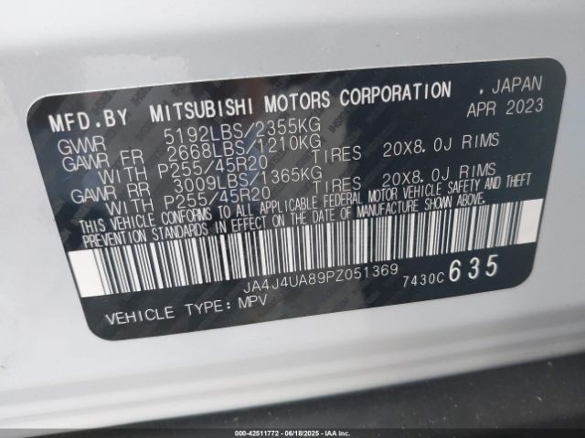 2023 MITSUBISHI OUTLANDER JA4J4UA89PZ051369 Photo 8