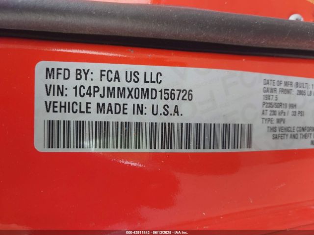 2021 JEEP CHEROKEE 1C4PJMMX0MD156726 Photo 8
