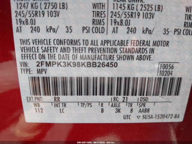 2019 FORD EDGE 2FMPK3K98KBB26450 Photo 8