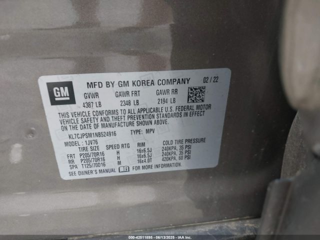 2022 CHEVROLET TRAX KL7CJPSM1NB524916 Photo 8