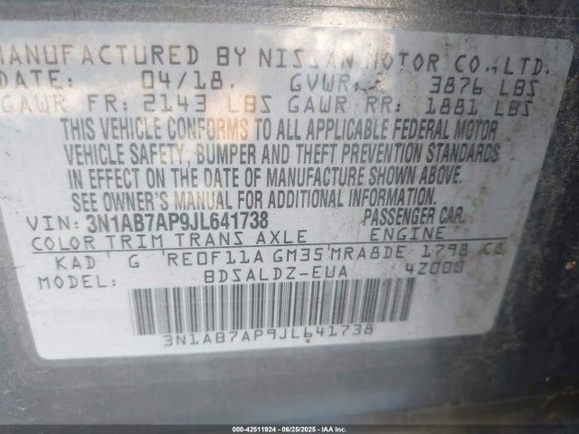 3N1AB7AP9JL641738 Nissan 2018