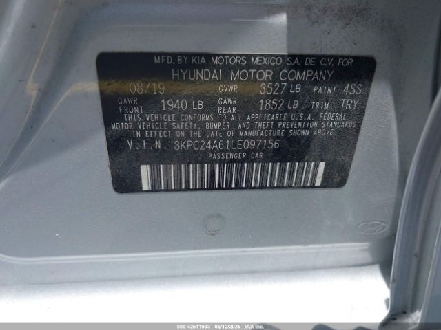 2020 HYUNDAI ACCENT 3KPC24A61LE097156 Photo 8