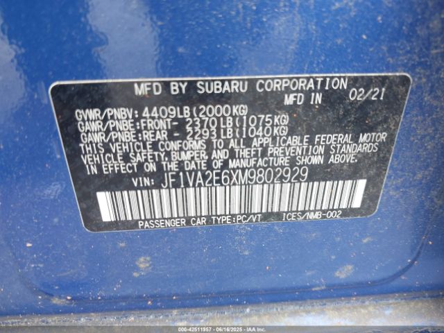 2021 SUBARU WRX STI JF1VA2E6XM9802929 Photo 8