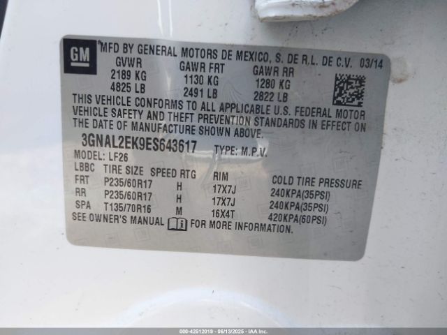 3GNAL2EK9ES643617 Chevrolet Captiva Sport 2ls