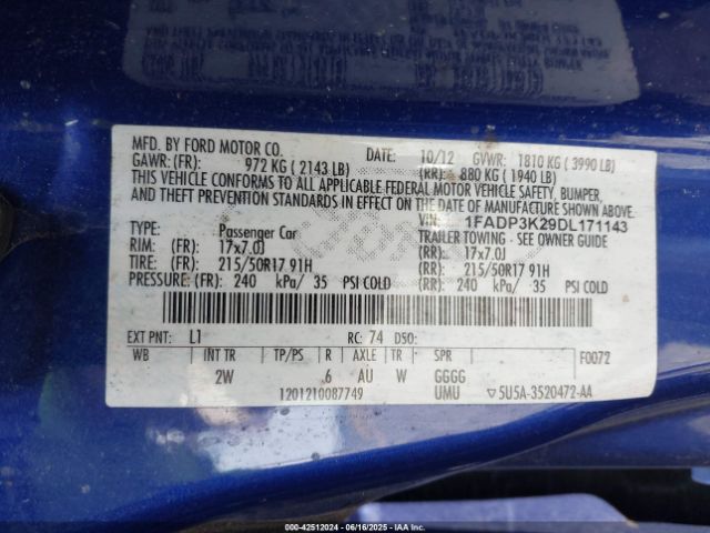 2013 FORD FOCUS 1FADP3K29DL171143 Photo 8