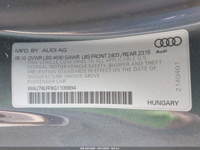 2016 AUDI A3 WAU78LFFXG1109894 Photo 8