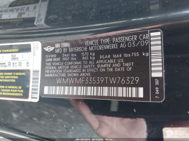 2009 MINI COOPER WMWMF33539TW76329 Photo 8