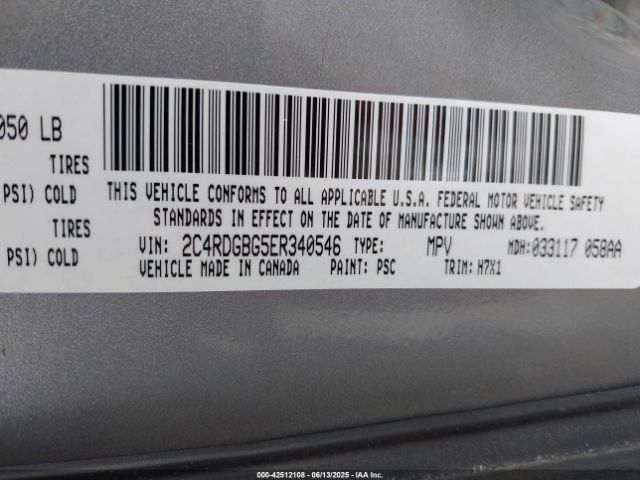 2C4RDGBG5ER340546 Dodge Grand Caravan American Value Pkg
