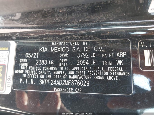 3KPF24AD2ME376029 KIA mpi nu