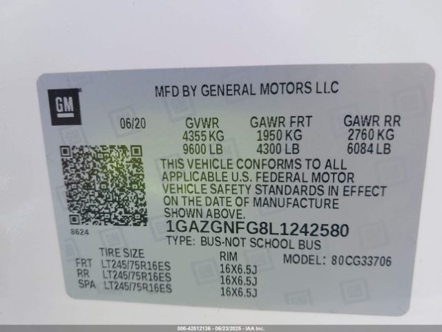 1GAZGNFG8L1242580 Chevrolet l96 - engine flexible fuel, iron