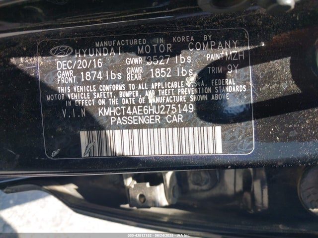 KMHCT4AE6HU275149 Hyundai 2017