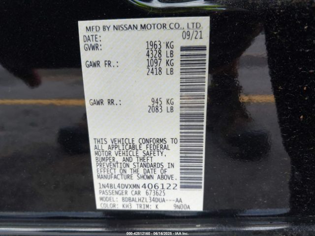 2021 NISSAN ALTIMA 1N4BL4DVXMN406122 Photo 8