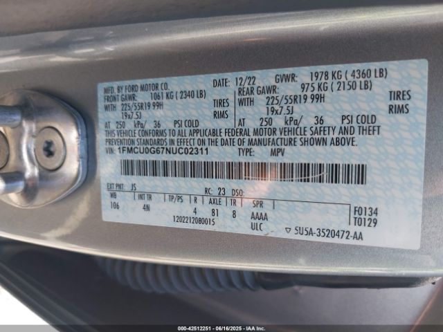 2022 FORD ESCAPE 1FMCU0G67NUC02311 Photo 8