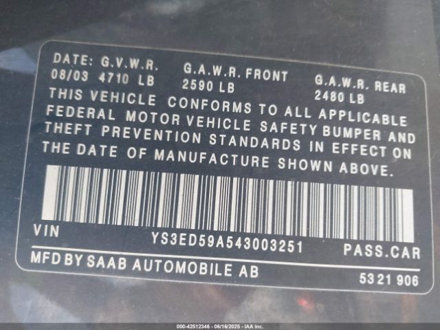 2004 SAAB 9-5 YS3ED59A543003251 Photo 8