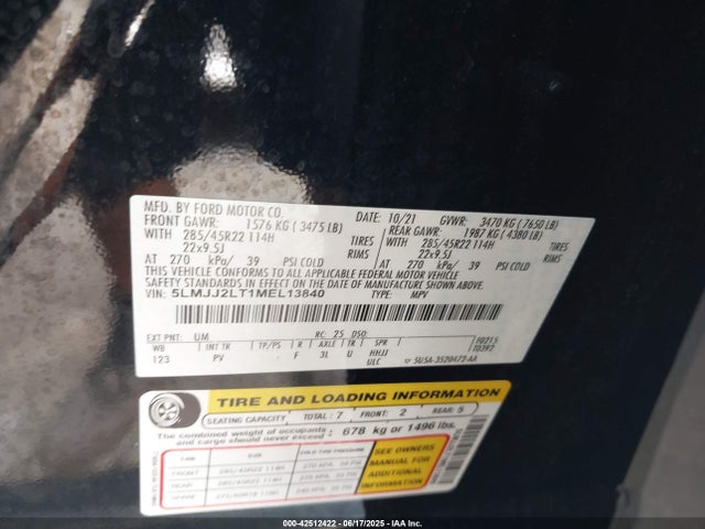 5LMJJ2LT1MEL13840 Lincoln 3.5l gtdi