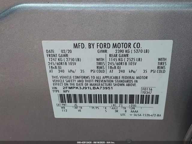 2020 FORD EDGE 2FMPK3J91LBA73951 Photo 8