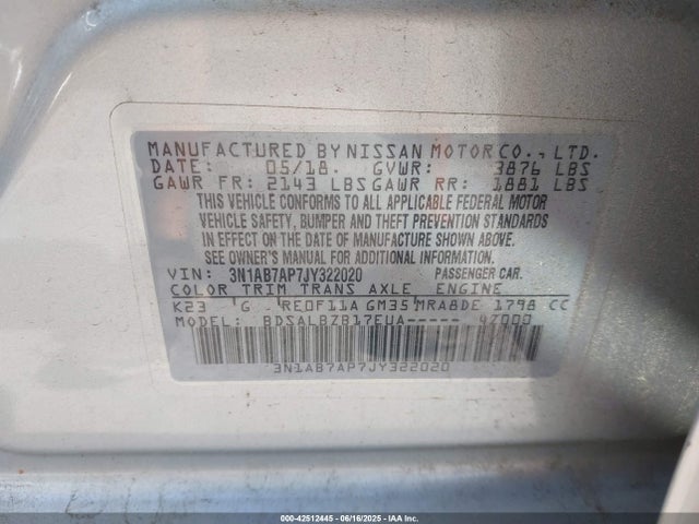 Nissan SENTRA S 2018 3N1AB7AP7JY322020 Image 9