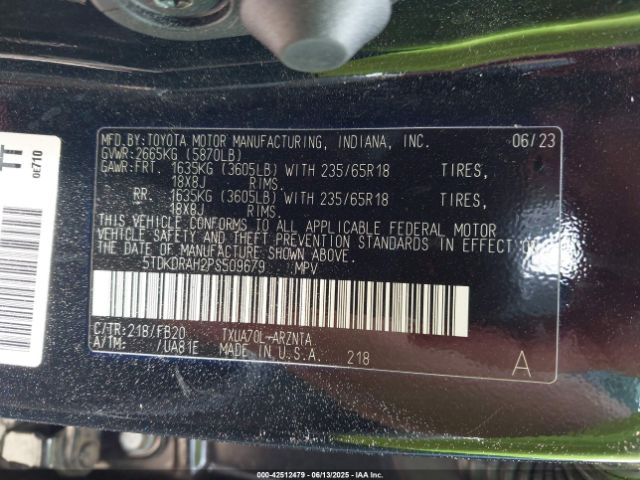 5TDKDRAH2PS509679 Toyota t24a-fts