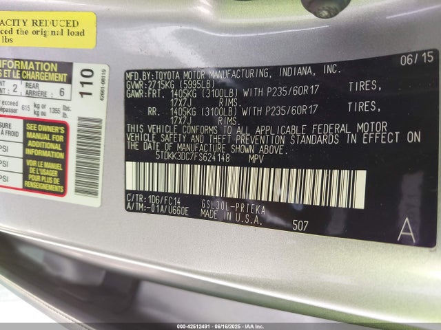Toyota 2gr-fks 2015 5TDKK3DC7FS624148 Image 9